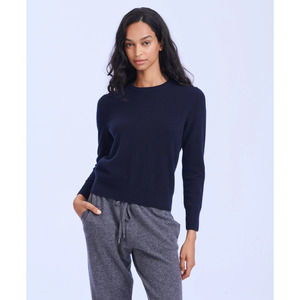 NEW! NAADAM x S.Pellegrino Size XS Basic Crew Navy Sweater $295 msrp J7-9
